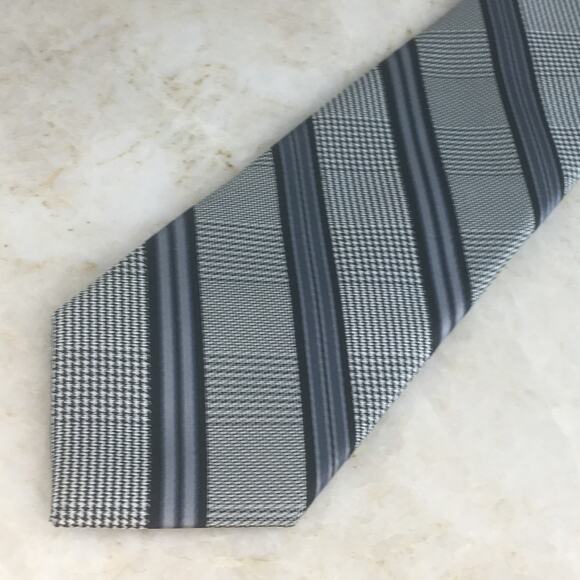 BEN SHERMAN GRAY BLUE REGIMENT STRIPE NECKTIE - Picture 11 of 12